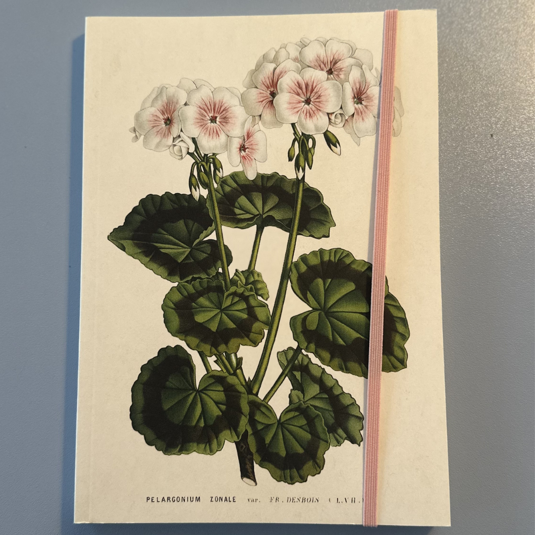 Notesbog med pelargonie